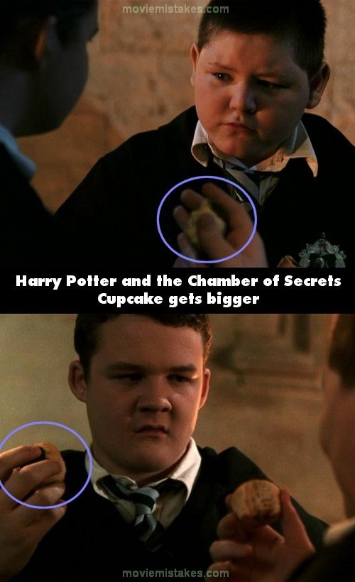 Phim Harry Potter and the Chamber of Secrets, miếng bánh nướng trở nên to bất thường